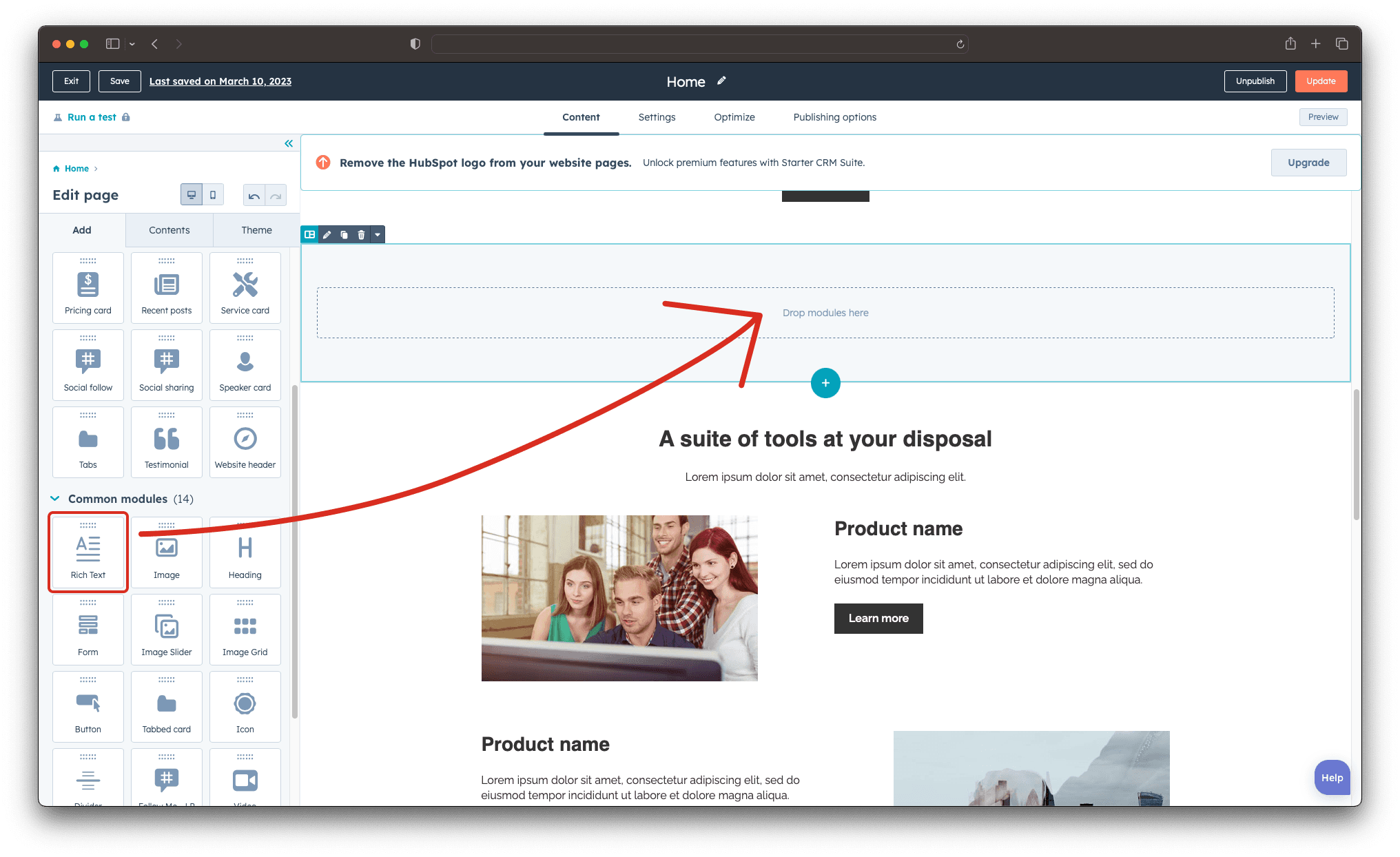 Step - 2: Insert Rich Text Module